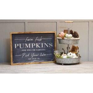 Farm Fresh Pumpkins Sign Vintage Farmhouse Chalkboard Fall Decor Wall Art